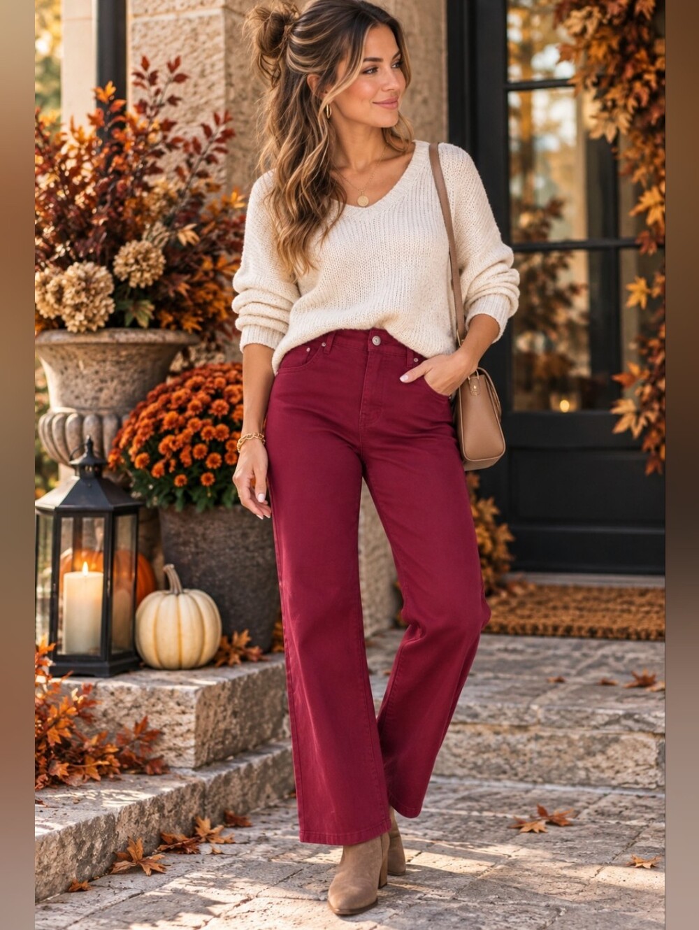 Bandolino Mandie Size 12 Burgundy Straight Leg Stretch Pants